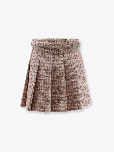 Self-portrait Bouclé Miniskirt In Pink