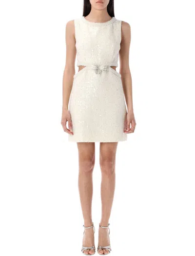 Self-portrait Boucle Pearl Mini Dress In White