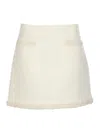 Self-portrait Bouclé Pearl Trim Mini Skirt In White