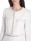 Self-portrait Boucle Pearl Trim Mini Skirt In Cream
