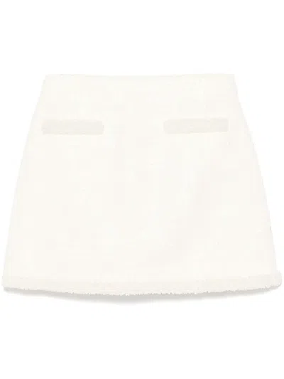 SELF-PORTRAIT BOUCLÉ PEARL-TRIM MINI SKIRT