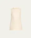 Self-portrait Bouclé Trim Mini Dress In Cream