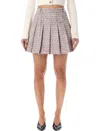 Self-portrait Boucle Pleated Mini Skirt Chain In Pink