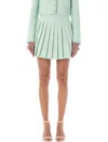 Self-portrait Self Portrait Boucle Tweed Pleated Mini Skirt In Mint