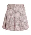Self-portrait Boucle Pleated Mini Skirt Chain In Pink