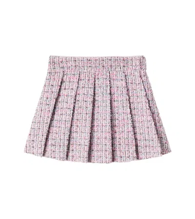 Self-portrait Kids' Bouclé Pleated Skirt In Pink
