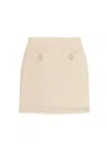 Self-portrait Textured Beige Skirt With Decorative Pockets In Neutral