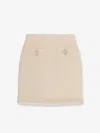 Self-portrait Textured Beige Skirt With Decorative Pockets In White