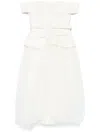 Self-portrait Tulle-panel Bouclé Midi Dress In Neutrals
