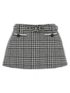 Self-portrait Mini Skirt With Houndstooth Pattern In Gray