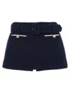 Self-portrait Navy Boucle Culotte Skirt In Black
