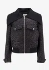 Self-portrait Black Tinsel Boucle Bomber Jacket-6 Nd Self Portrait Female In Black
