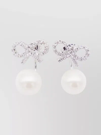 Self-portrait Bow And Pearl Crystal Earrings