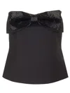 Self-portrait Black Sleeveless Top With Bandeau Neckline In Tech Fabric Woman In Black