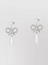 Self-portrait Bow Bead Crystal Pearl Earrings