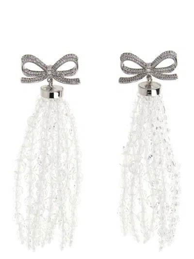 Self-portrait Bow Beaded Waterfall Jewelry Silver In White