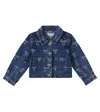 Self-portrait Denim Bow Printed Jacket In Blue