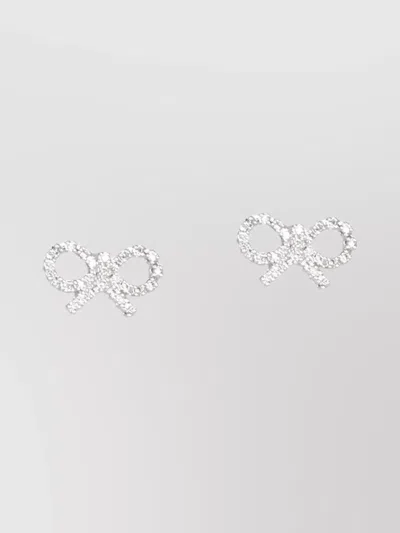 Self-portrait Bow Brass Crystal Stud Earrings