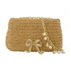 Self-portrait Bow Charm Shoulder Bag - Raffia - Brown In Brown