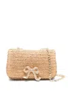 Self-portrait Self Portrait 'raffia Bow Charm' Shoulder Bag In Brown
