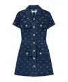 Self-portrait Bow-embellished Denim Mini Dress In Blue