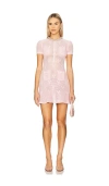Self-portrait Self Portrait Pink Crochet Bow Mini Dress With Crystal Trim In Pink