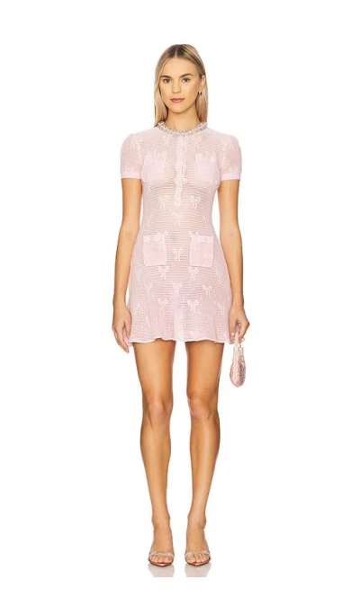 Self-portrait Bow Crochet Crystal Trim Mini Dress