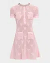 Self-portrait Self Portrait Women Pink Bow Crochet Crystal Mini Dress