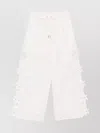 Self-portrait Embroidered Linen And Cotton Wide-leg Pants