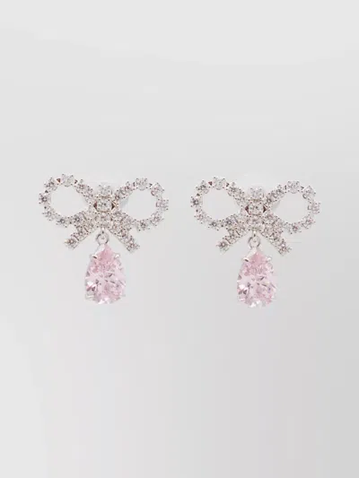 SELF-PORTRAIT BOW CRYSTAL DROP GEMSTONE EARRINGS