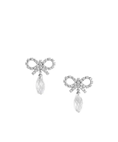 Self-portrait Bow Crystal Droplet Earrings In Silver