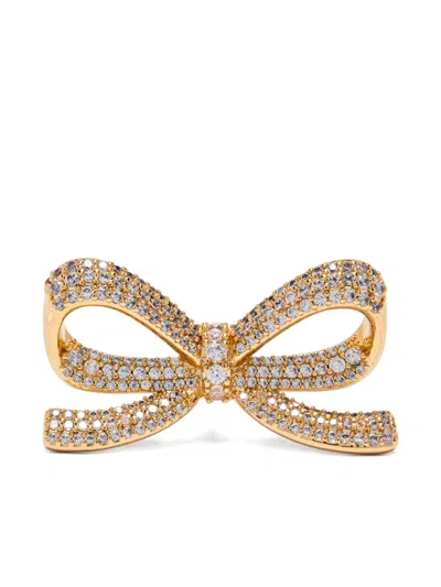 Self-portrait Bow Crystal Earrings In Gold