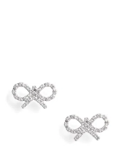 Self-portrait Kids' Bow Crystal Earrings In White