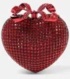 Self-portrait Bow Crystal-embellished Clutch In Red