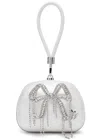 Self-portrait Bow Crystal-embellished Pearlescent Acrylic Top Handle Bag In Cream