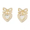 Self-portrait Bow Crystal Heart Earrings In Gold