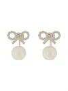 Self-portrait Bow-design Earrings With Lustrous Pearl Drop In Silver