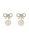 Self-portrait Bow-design Earrings With Lustrous Pearl Drop In Silver