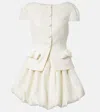 Self-portrait Embellished Sequined Bouclé Mini Dress In White