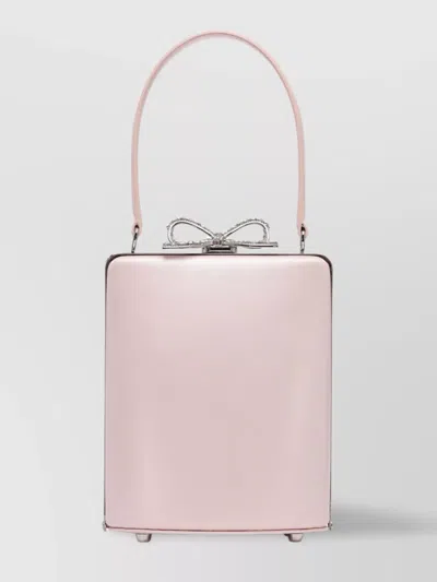 Self-portrait Bow Detail Box Shape Metal Frame Top Handle In Pink