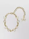 Self-portrait Bow Detail Bracelet Featuring Crystal Accents In Gold
