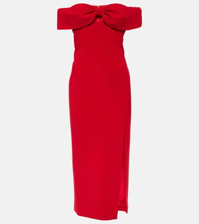 SELF-PORTRAIT BOW-DETAIL CRÊPE MIDI DRESS