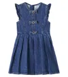 Self-portrait Bow-detail Denim Dress In Blue