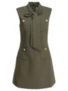 Self-portrait Twill Mini Dress In Green