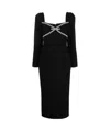 Self-portrait Black Diamante Bow Midi Dresses In Black