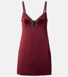 Self-portrait Self Portrait Women Satin Mini Dress With Jewel Details In Red