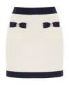 Self-portrait Cream Knit Bow Mini Skirt Clothing In White