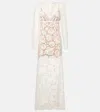 Self-portrait Floral-lace Long-sleeve Midi Dress In Multi