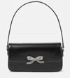 Self-portrait Leather Bow Baguette Shoulder Bag In Black