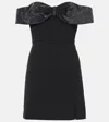 Self-portrait Womens Black Bow Embellished Crepe Mini Dress In Black